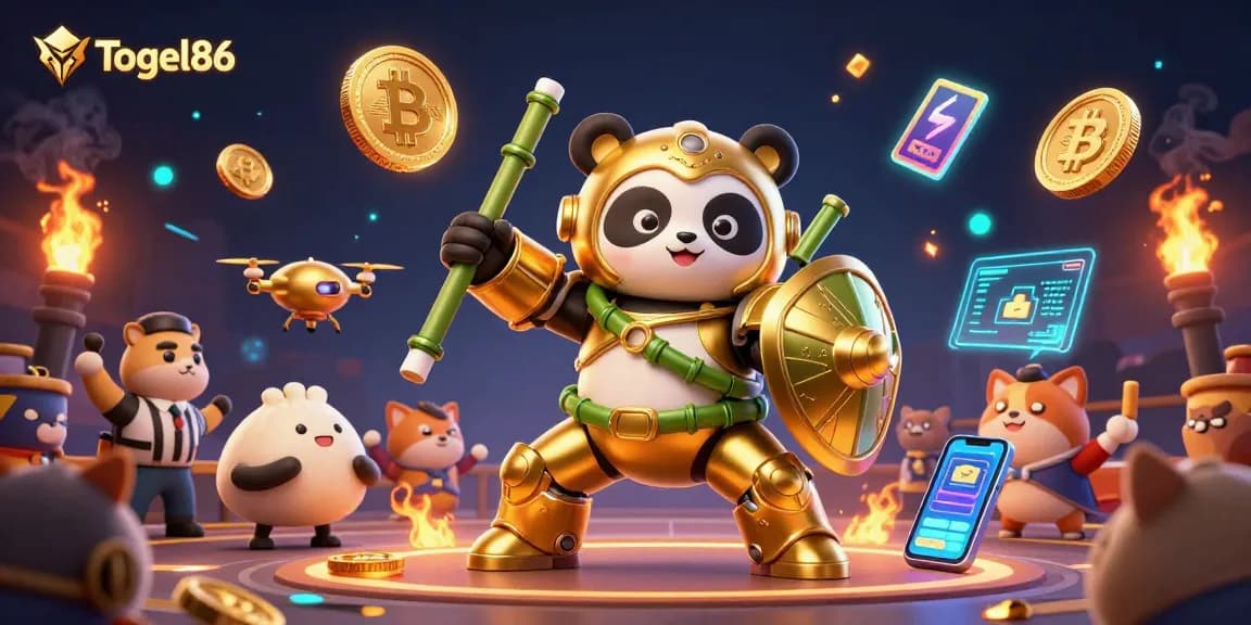 Togel86 offers a vibrant 3D illustration showcasing exciting gaming elements, enhancing player engagement.