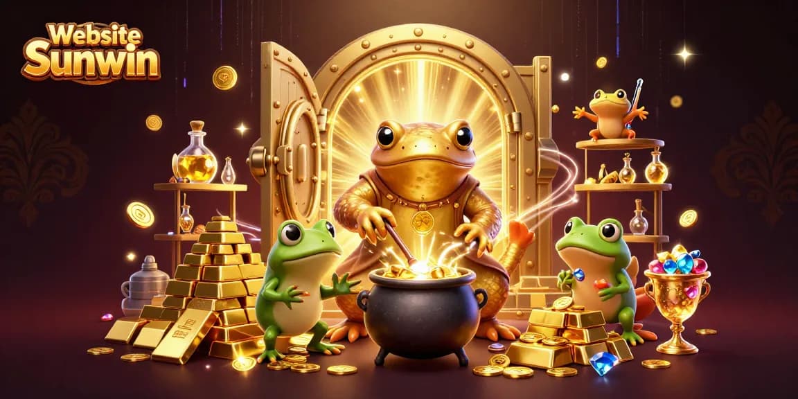 Play and win on Website Sunwin, where a golden alchemist transforms riches amid vibrant casino elements.