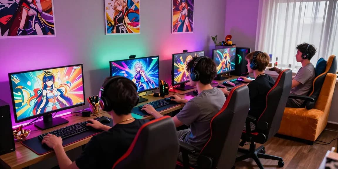 Engaged players enjoying immersive hentai games in a vibrant gaming space.