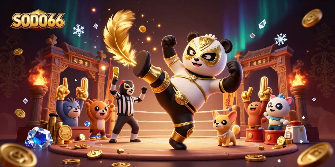 SODO66 presents a vibrant 3D scene of exciting casino action with dynamic characters and engaging casino elements.