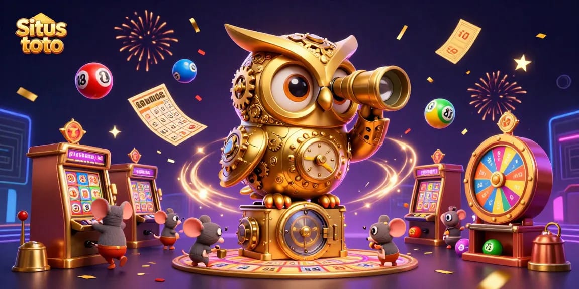 Situs toto showcases an exciting casino atmosphere with dynamic lottery elements and festive visuals.