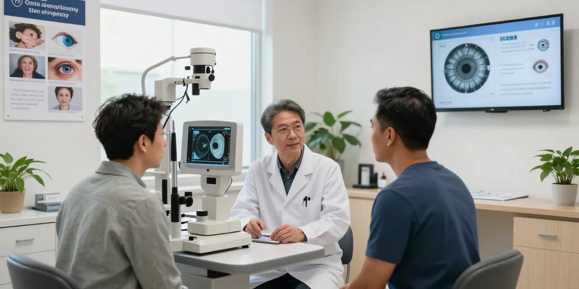 Patient consultation at SNU Eye Clinic, focusing on advanced eye care and surgery options in Korea.
