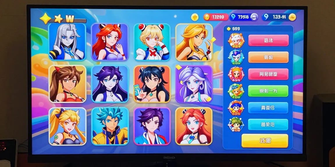Engaging scene from an android hentai game showcasing vibrant character options and user interface.