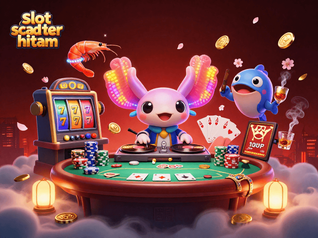 Experience the thrill of slot scatter hitam with vibrant characters and dynamic gaming elements in this casino scene.