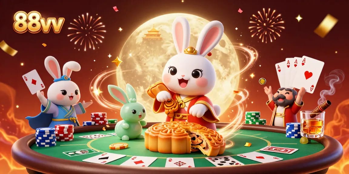 Experience the thrill of 88vv with a vibrant lunar casino scene featuring poker chips.