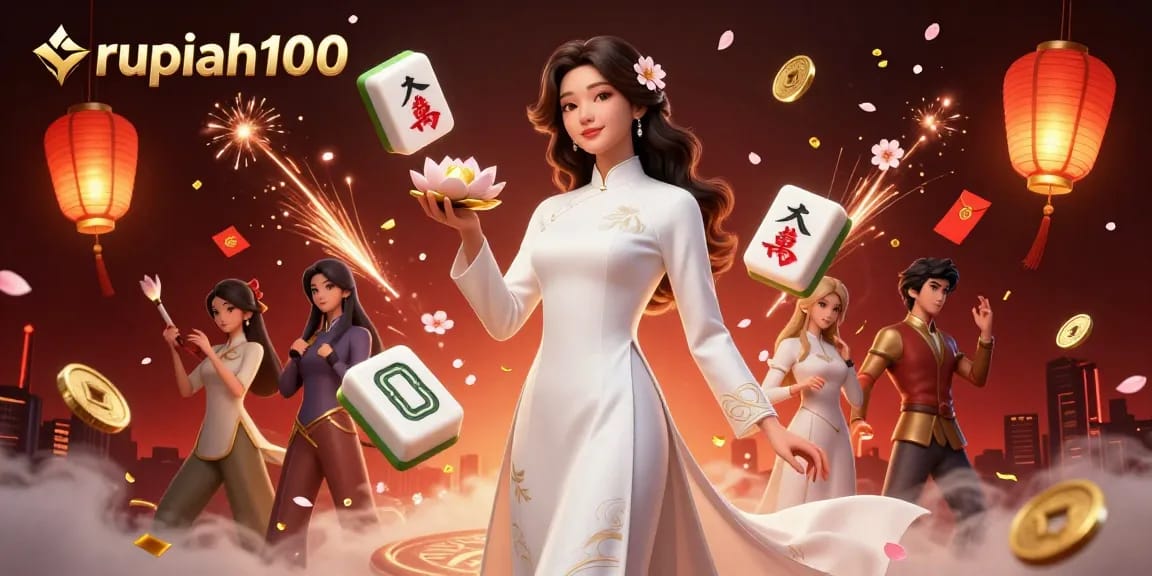 Engage with the vibrant world of rupiah100 through this stunning casino-themed illustration representing luck and prosperity.