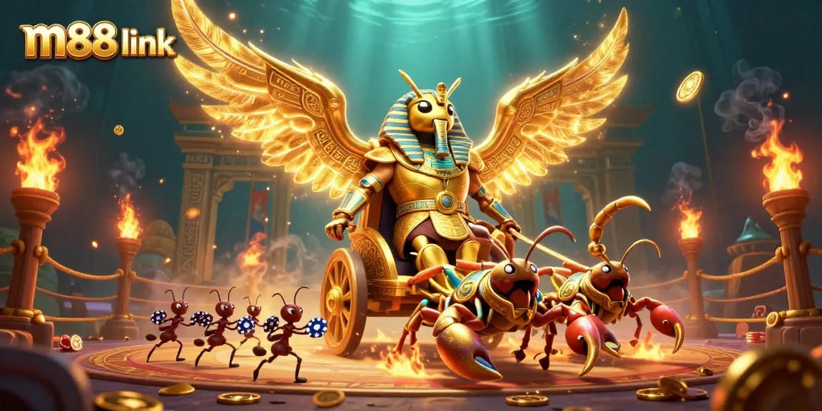 Engage with m88 link in a dynamic 3D casino scene featuring iconic characters and elements.