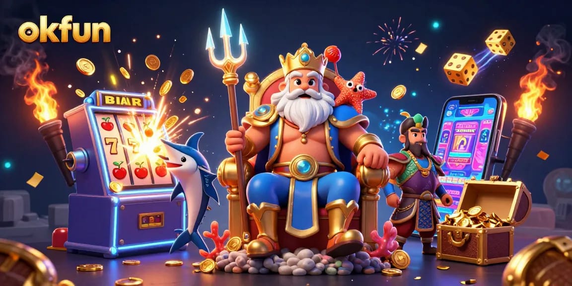 Engage in exhilarating action with okfun's vibrant slot machines and winning symbols.