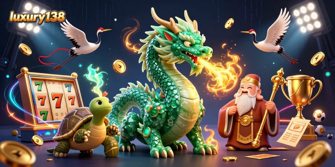 Experience high-stakes action with luxury138 in a vibrant, dynamic casino-themed illustration.