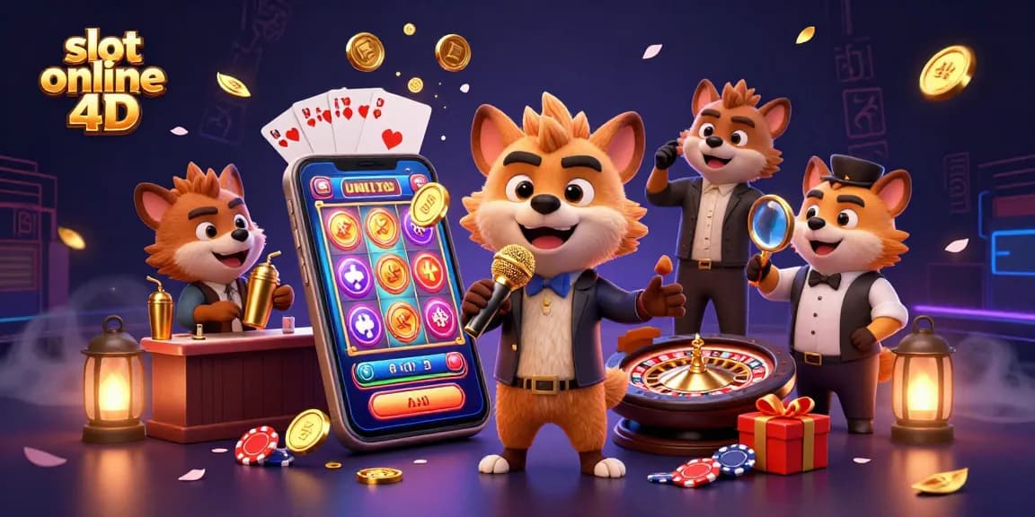 Experience the excitement of slot online 4D with lively hyenas in a vibrant casino scene.
