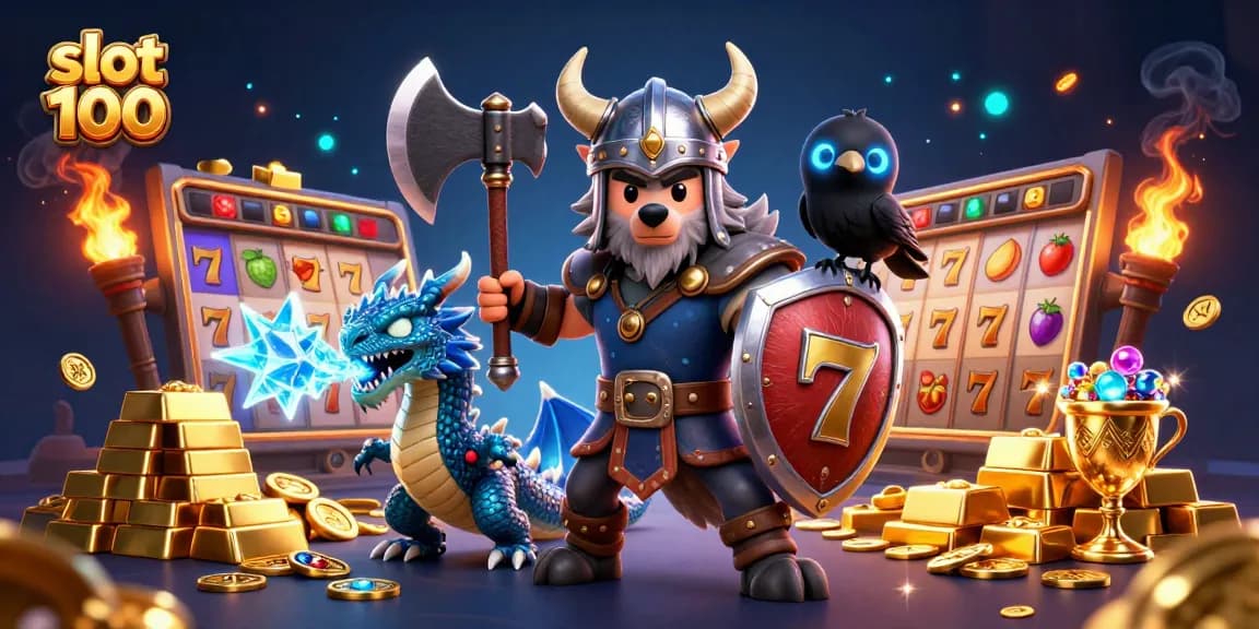 Experience the thrill of slot bet 100 with Viking warrior and magical creatures amid dazzling jackpots.