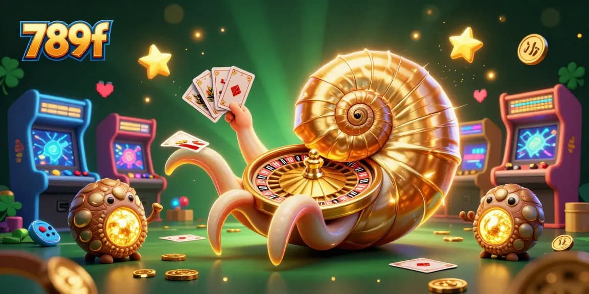 Engage with 789f's unique gaming experiences featuring a giant nautilus roulette wheel and vibrant game elements.