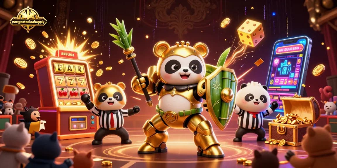 Spin the reels at morgantoolandsupply with a vibrant scene filled with winning slot machines and playful characters.