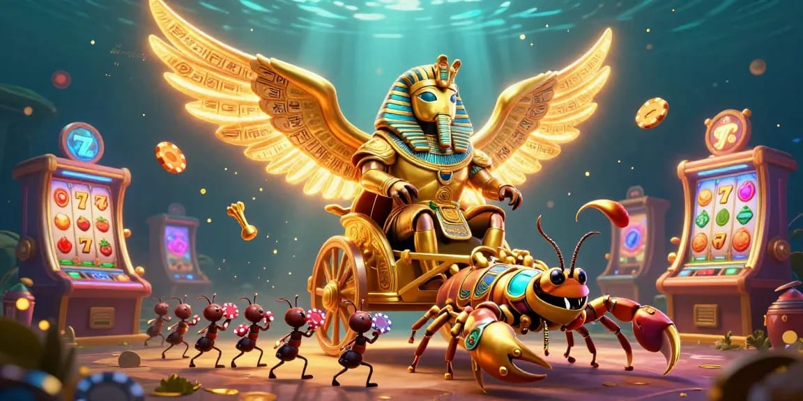 Experience the thrill of slot gacor with a vibrant 3D gaming illustration featuring dynamic slot machines and characters.