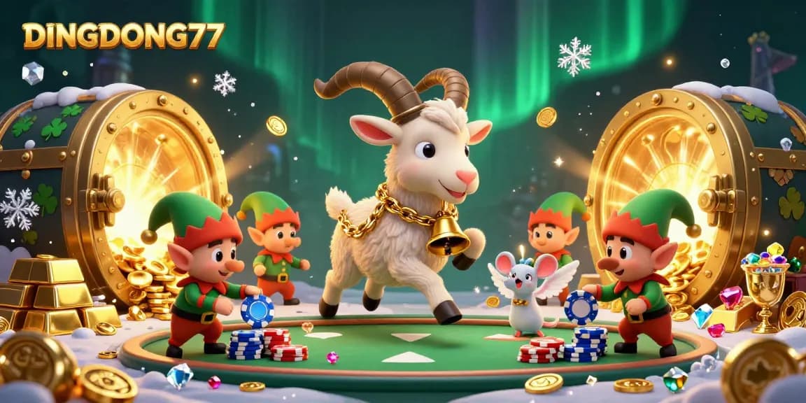 DINGDONG77 entertains players with vibrant casino scenes featuring animated characters in a lively gaming environment.