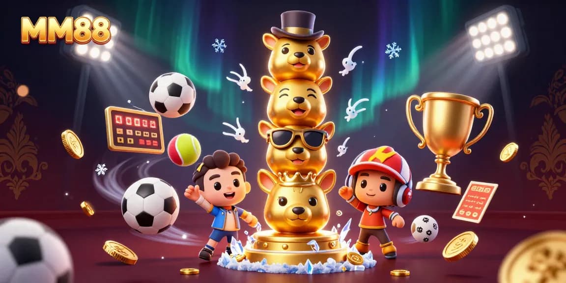 Experience the excitement of MM88 with dynamic sports betting elements in our illustrated scene.
