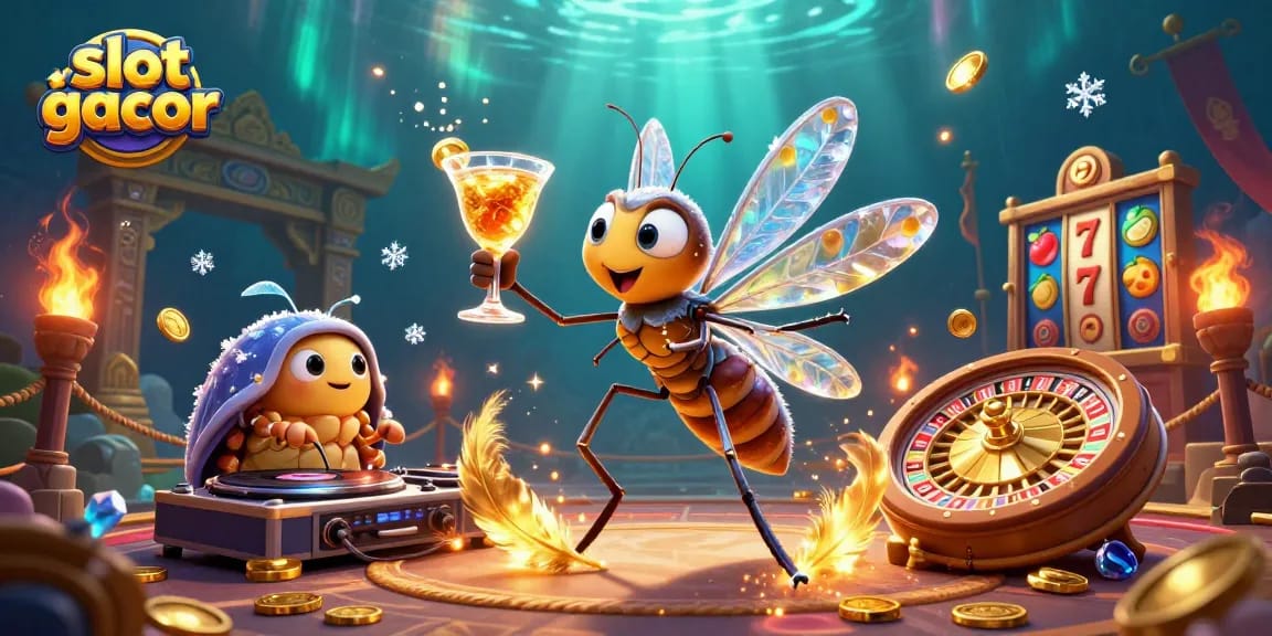 Spin the slot gacor reels with vibrant casino characters and dynamic elements.