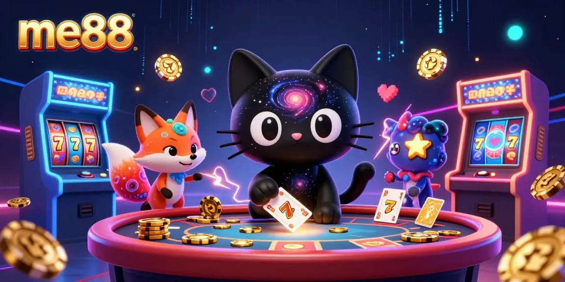 Play thrilling games at me88 Casino with vibrant characters and dynamic scenes.