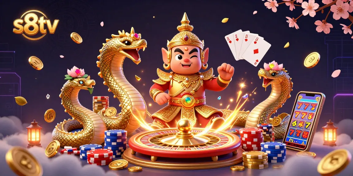 S8TV offers thrilling gambling experiences, featuring sports and live casino elements, with vibrant, dynamic visuals.