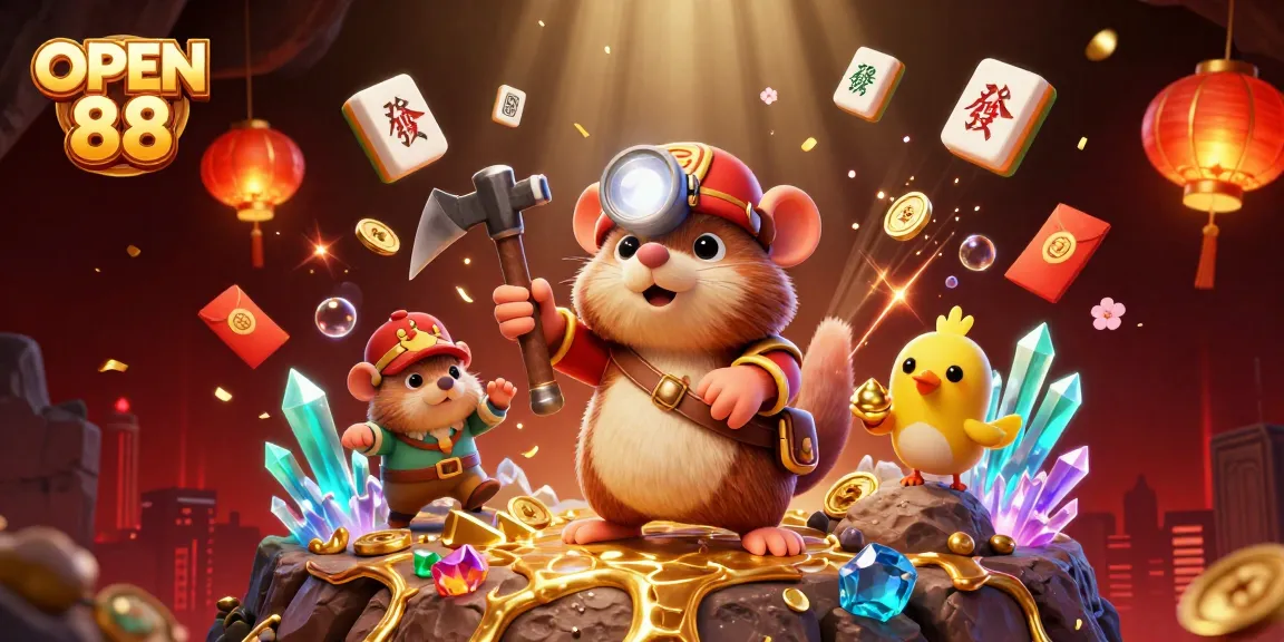 Spin to win at OPEN 88 with a treasure hunter mole in an exciting casino adventure.
