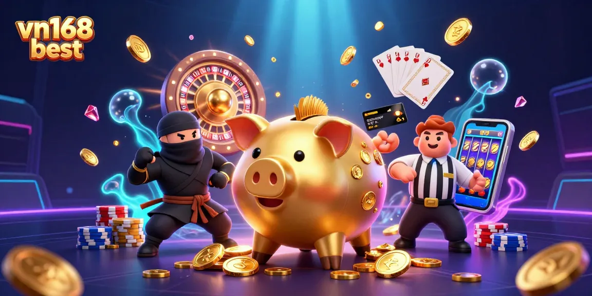 Experience the vn168 best gaming adventure with dazzling coins and interactive casino elements.