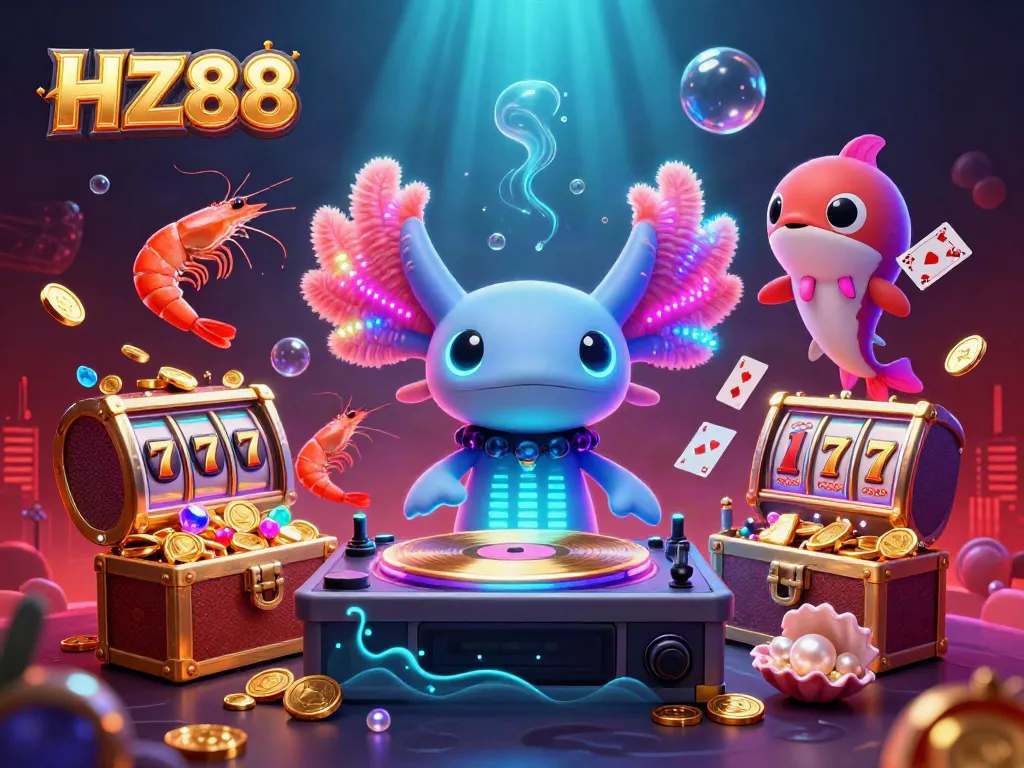 Experience thrilling gaming at HZ88 with vibrant underwater casino elements and lively characters.