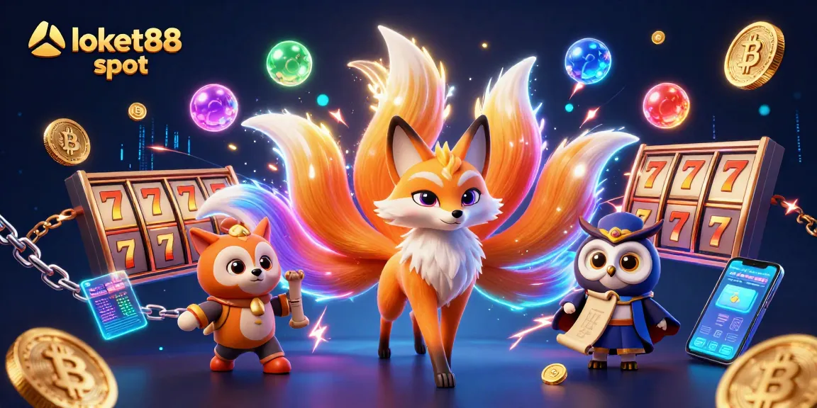 Experience the excitement of loket88 slot surrounded by vibrant casino elements and mystical characters.