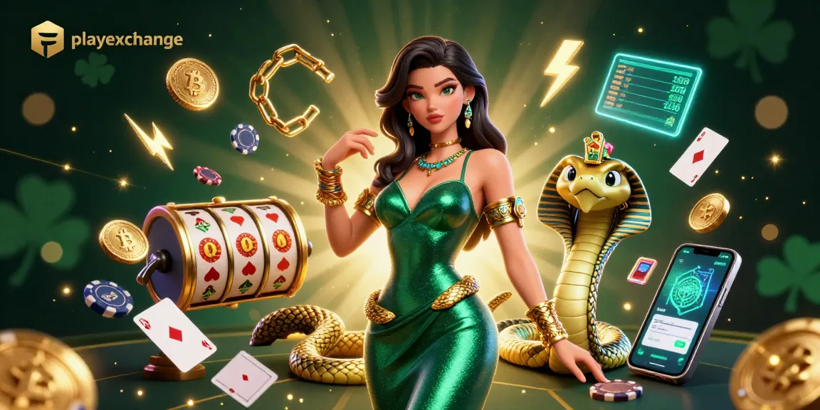 Engage in thrilling gaming experiences on playexchange with vibrant 3D casino elements and neon cryptocurrency.