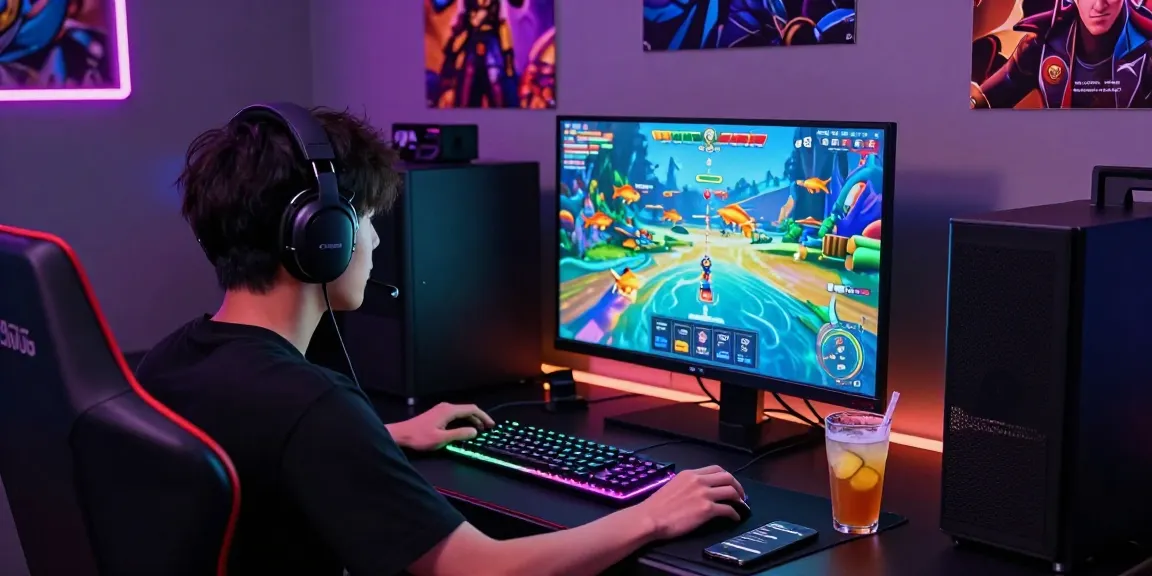 Engaged player enjoying 78win's fish shooting game in a vibrant gaming setup.