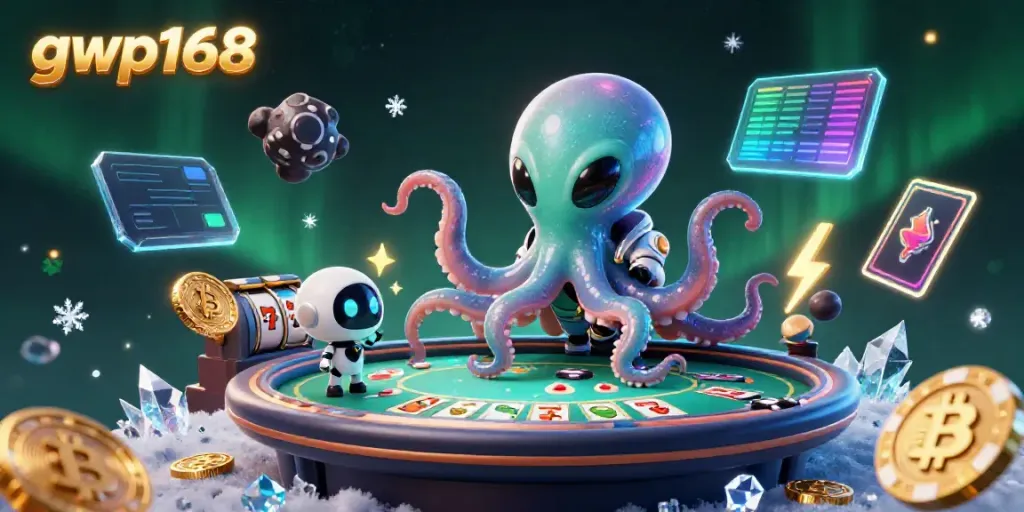 GWP168 menyajikan momen seru bermain slot dengan alien dan robot di ruang angkasa.