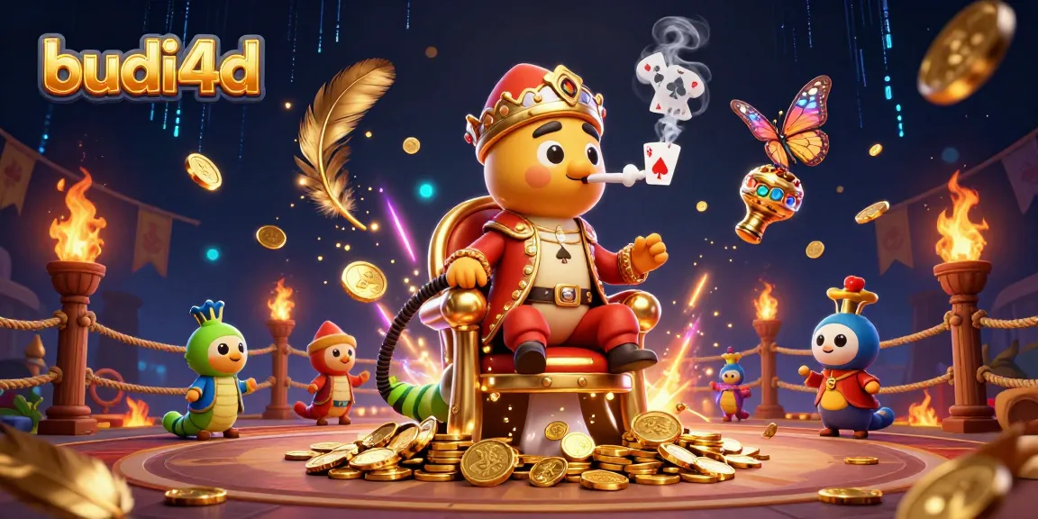 Budi4d offers an engaging 3D illustration showcasing a caterpillar master at a casino throne illustrating poker fun.