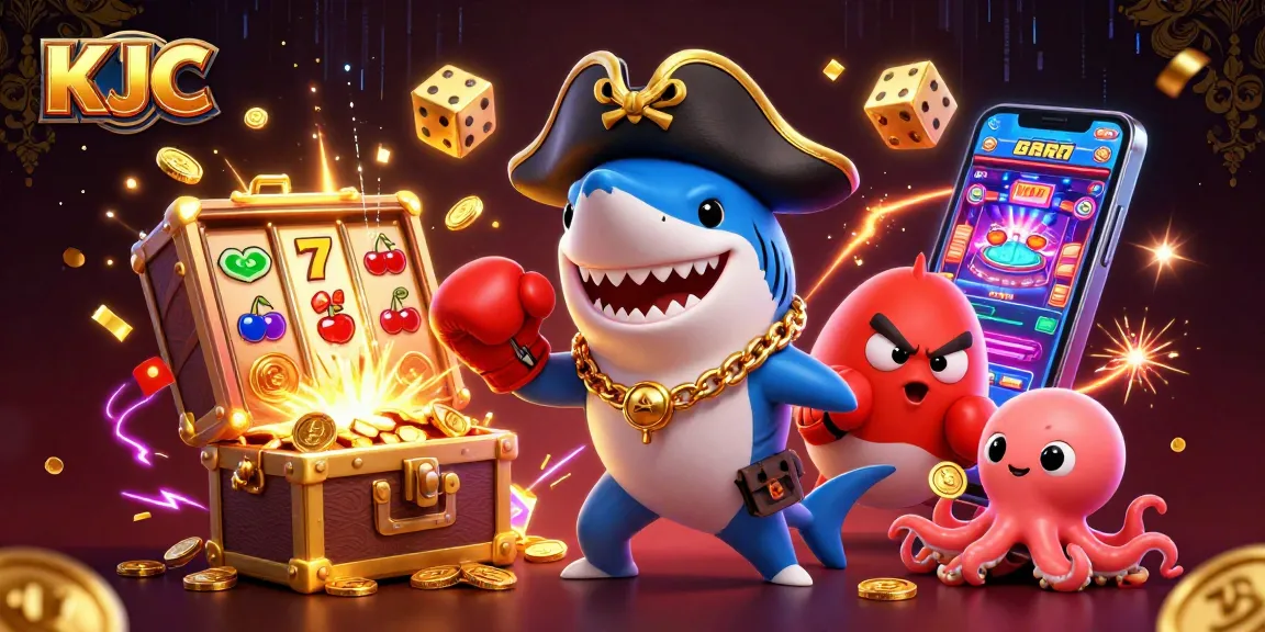 KJC's thrilling casino adventure with a pirate shark, boxing pufferfish, and coin-holding octopus.