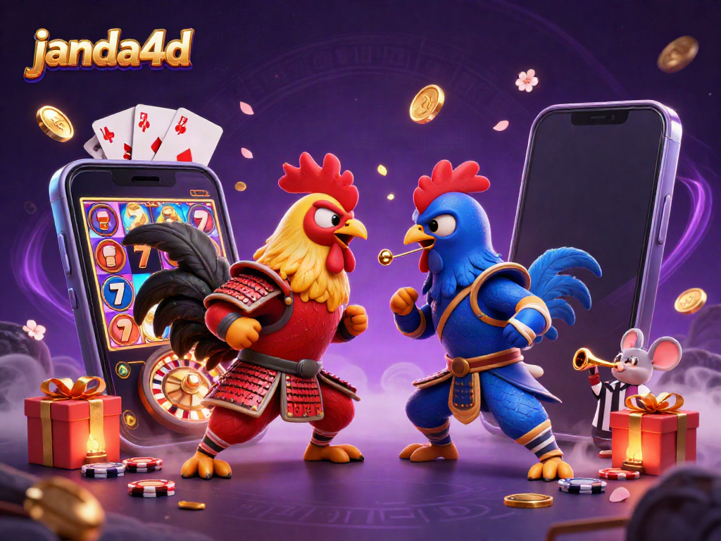 Mengalahkan pengalaman bermain janda4d dengan ilustrasi ayam petarung 3D dan elemen kasino yang memukau.