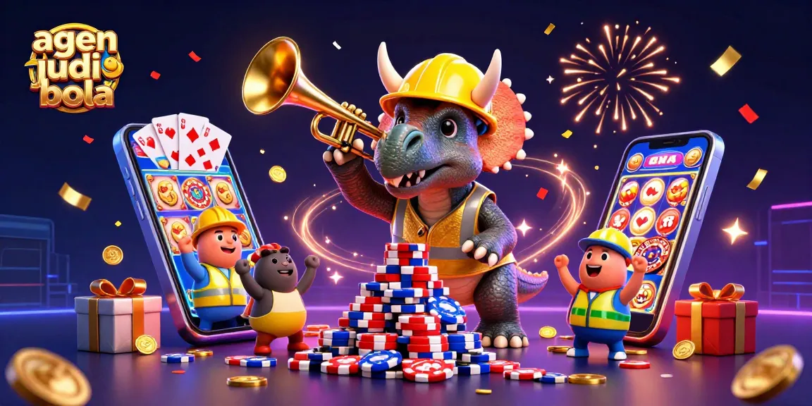 Experience the excitement of agen judi bola with vibrant casino elements in this dynamic 3D illustration.
