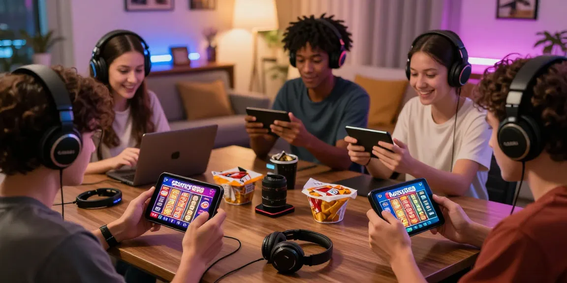 Players enjoying the Pussy888 mobile app in a lively living room, showcasing the gaming culture.