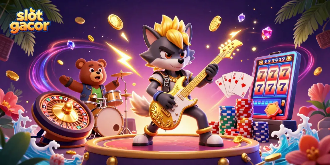 Spin the slot gacor reels for thrilling wins with exciting jackpots in this vibrant casino illustration.