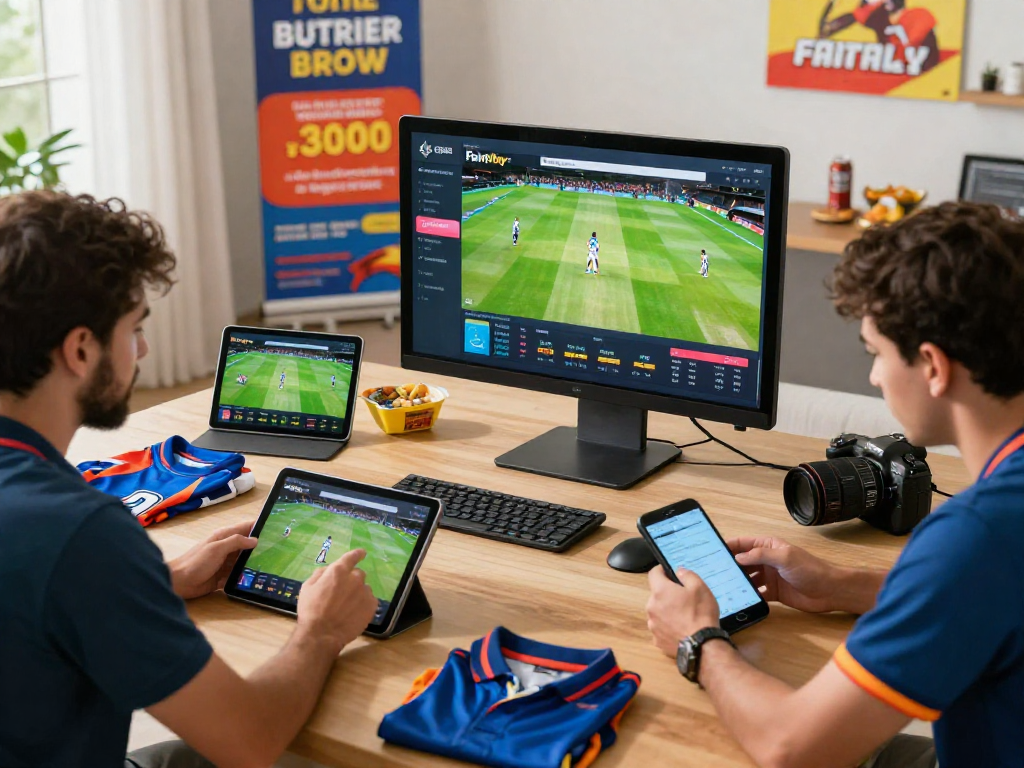 Exciting cricket betting experience on Fairplay with bettors engaging on mobile devices.