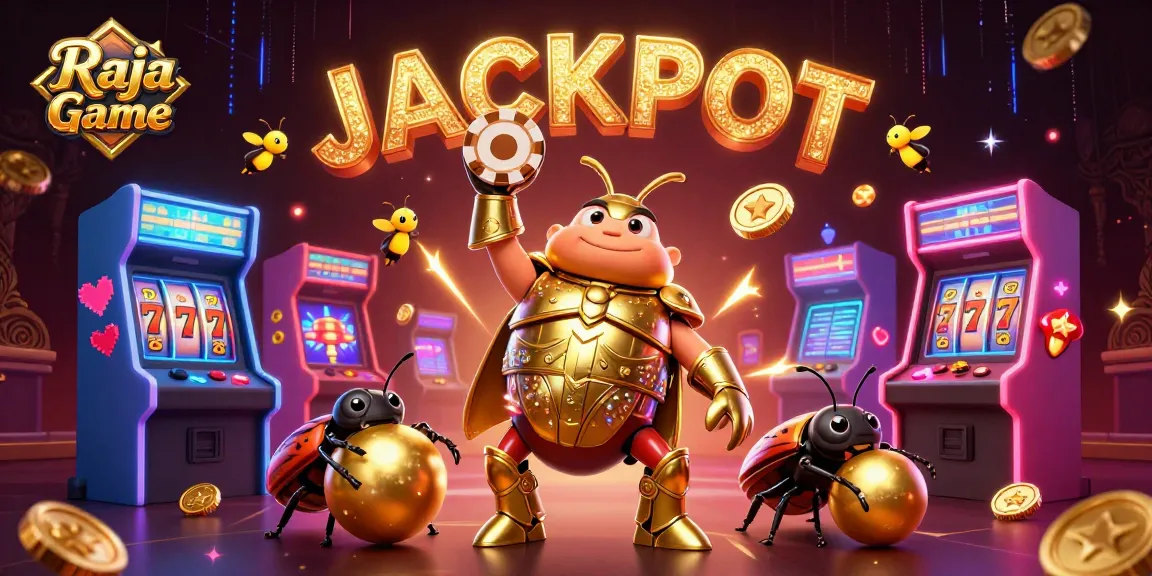 Join the excitement of Raja Game with this vibrant 3D art featuring casino elements.