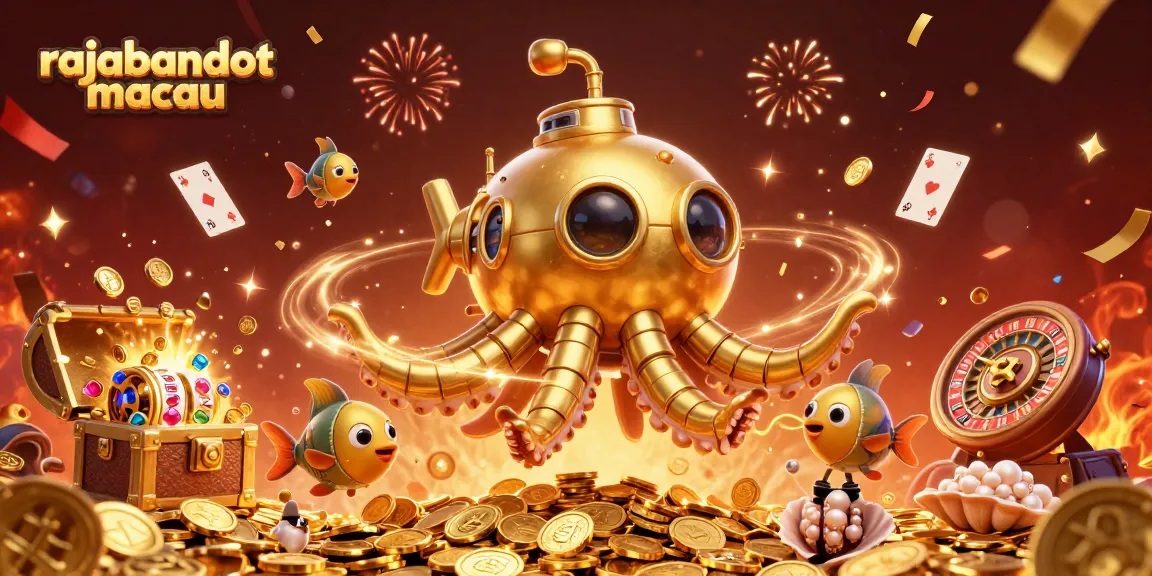 Memenangkan jackpot di rajabandot macau dengan ilustrasi angkatan laut kraken yang dikelilingi permainan kasino.