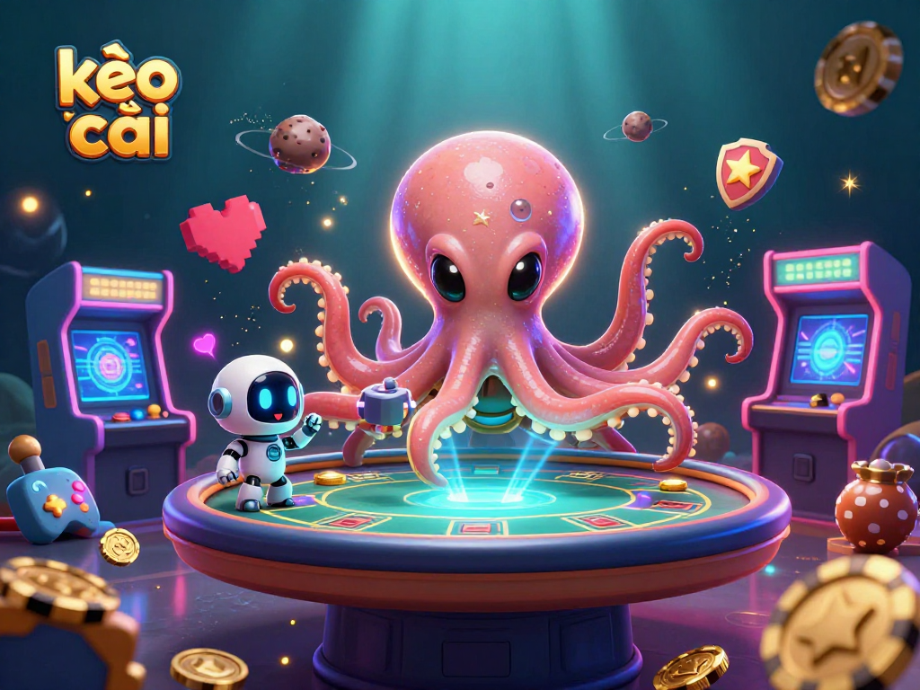 Bet on exciting moments at kèo nhà cái with a space-themed poker scene featuring an alien octopus.