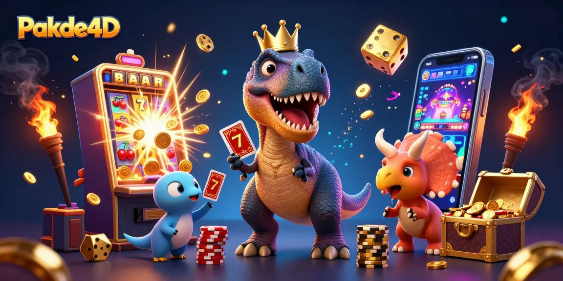 Pakde4D offers thrilling gaming action with a 3D T-Rex dealer and jackpot visuals.