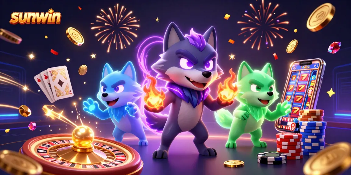 sunwin jackpot celebration with ghostly wolves, coins, and roulette highlights