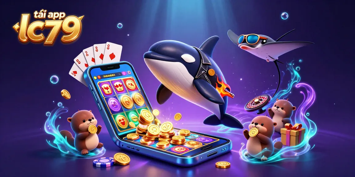 Tải app lc79 và trải nghiệm game với cá voi đen mặc áo khoác da, cá đuối trong kính râm và cast ô tô nhiều vàng.
