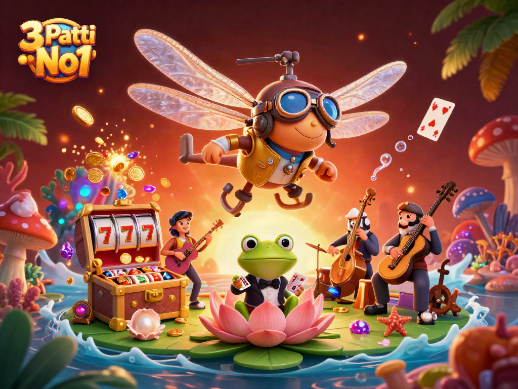 Experience thrilling gameplay with 3 Patti No1, featuring a vibrant scene of characters and casino elements.