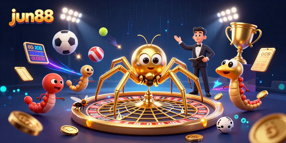 Engage in thrilling bets with jun88 at an exciting casino scene featuring vibrant characters and dynamic game elements.
