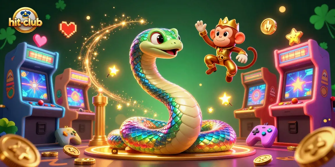 Hit-club features a dynamic casino-themed scene with a rainbow serpent and symbols of fortune.