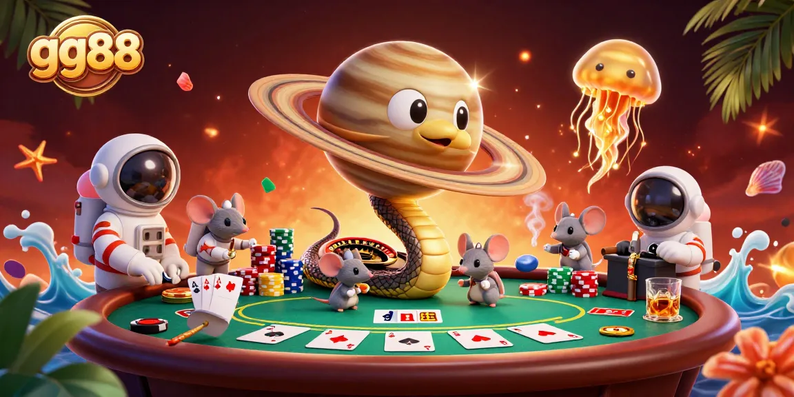 Experience thrilling gameplay at gg88 with 3D characters and dynamic casino elements in a vibrant scene.