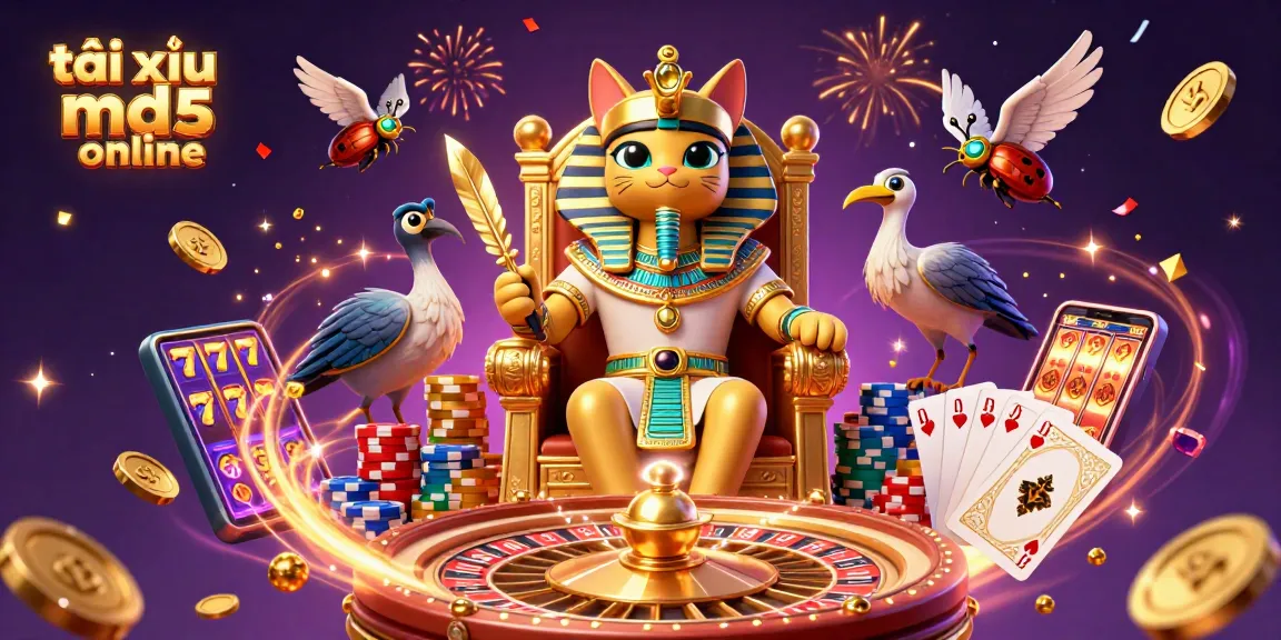 Experience thrilling gameplay with tài xỉu md5 online, featuring exciting casino elements and vibrant illustrations.