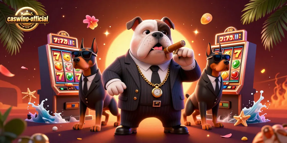 Experience the thrill at caswino-official with a vivid 3D casino scene featuring slot machines and cartoon characters.