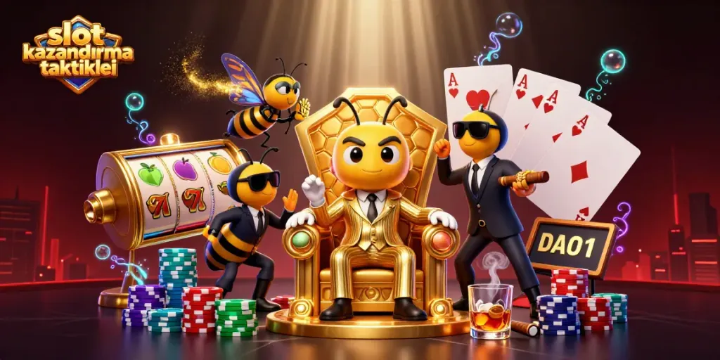 Engage with slot kazandırma taktikleri through vibrant 3D casino illustration showcasing rich gaming elements and characters.